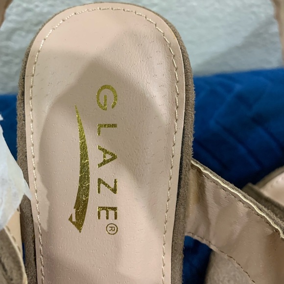 ❤Z01-GLAZE - faux suede nuede open toe heels size 7 - Picture 3 of 5